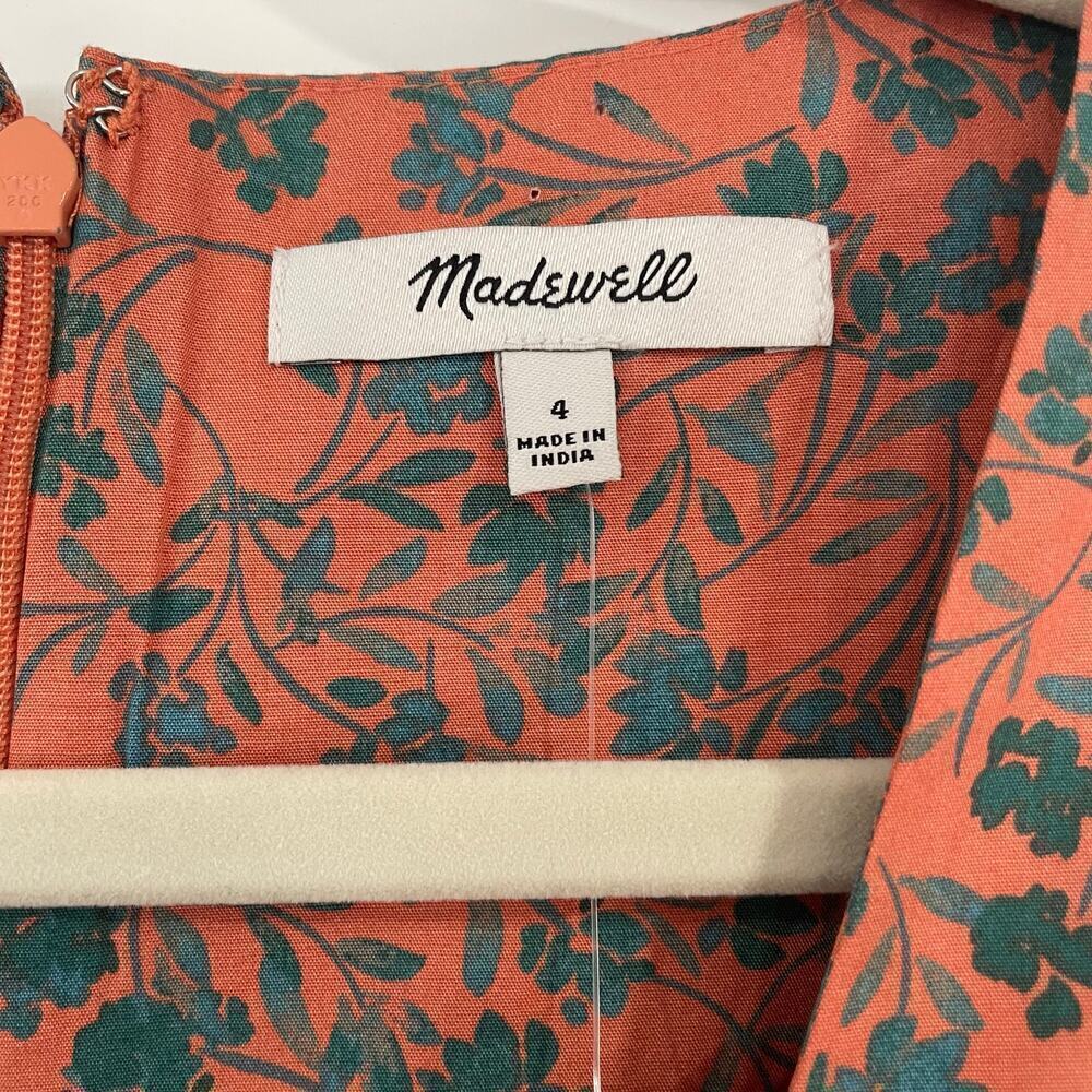 NWT Madewell Orange Floral Sleeveless Stephanie Midi Cotton Dress Size 4 - Picture 11 of 12